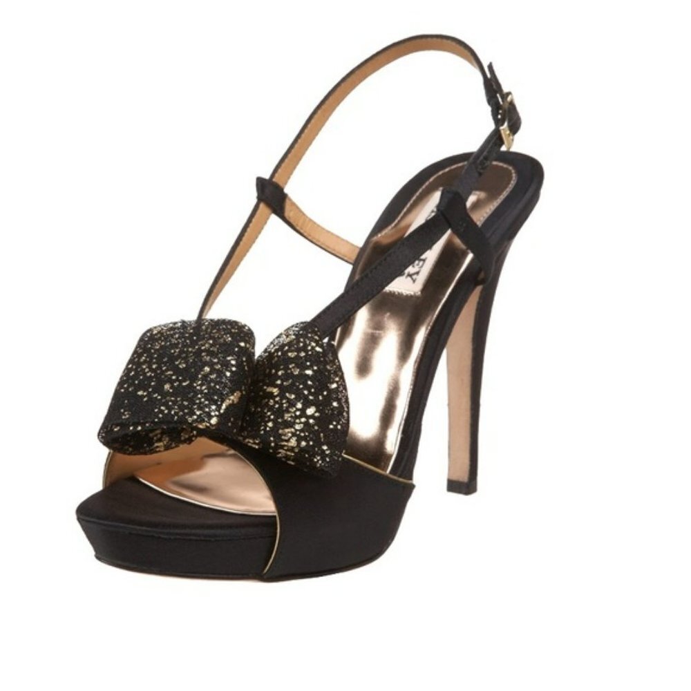 Badgley Mischka Xavier Slingback High Heel Black Silver Sandal Size 8